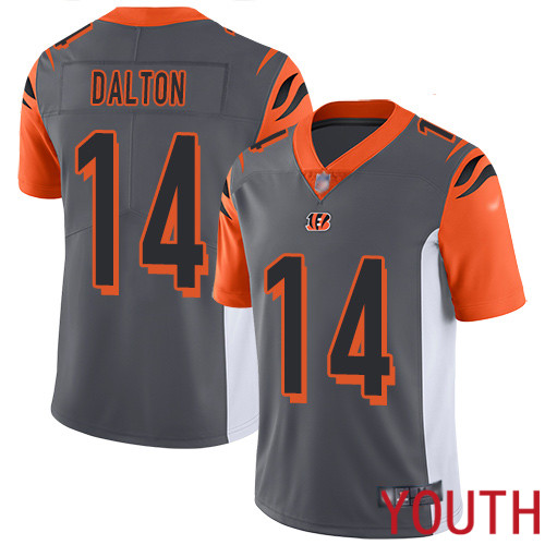 Cincinnati Bengals Limited Silver Youth Andy Dalton Jersey NFL Footballl #14 Inverted Legend->youth nfl jersey->Youth Jersey